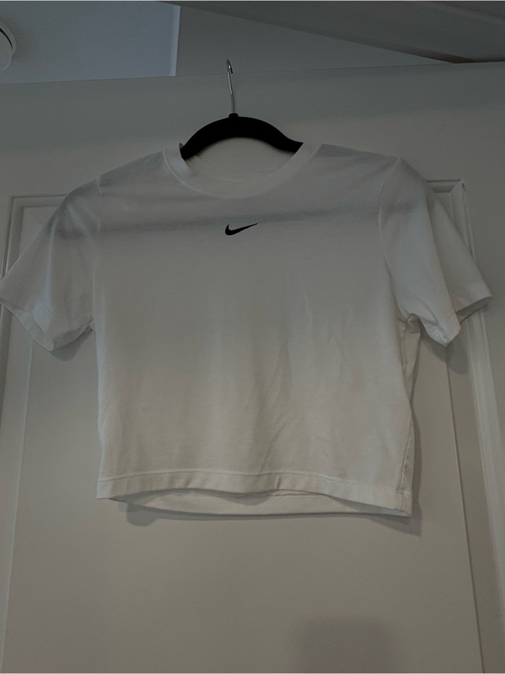 Nike White Cropped Swoosh T-Shirt